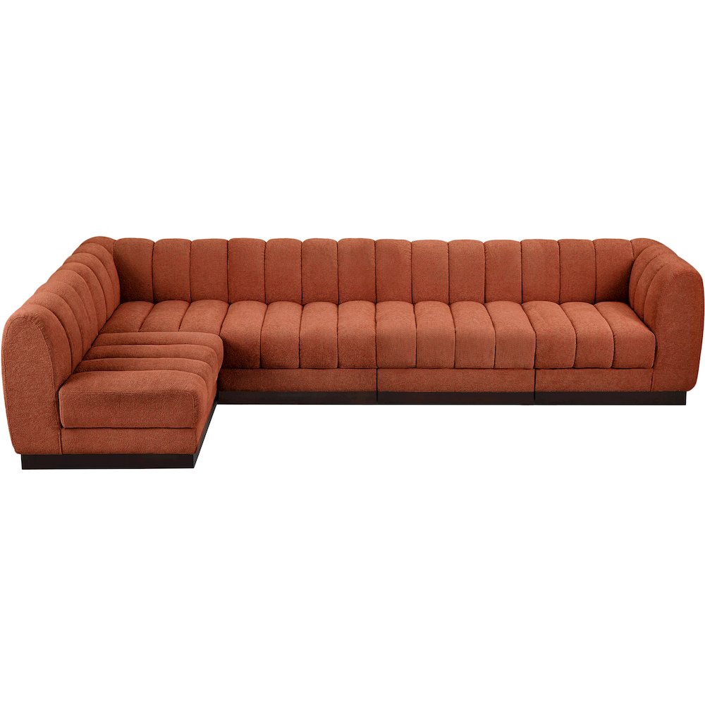 Quinn Cognac Chenille Fabric Modular Sectional