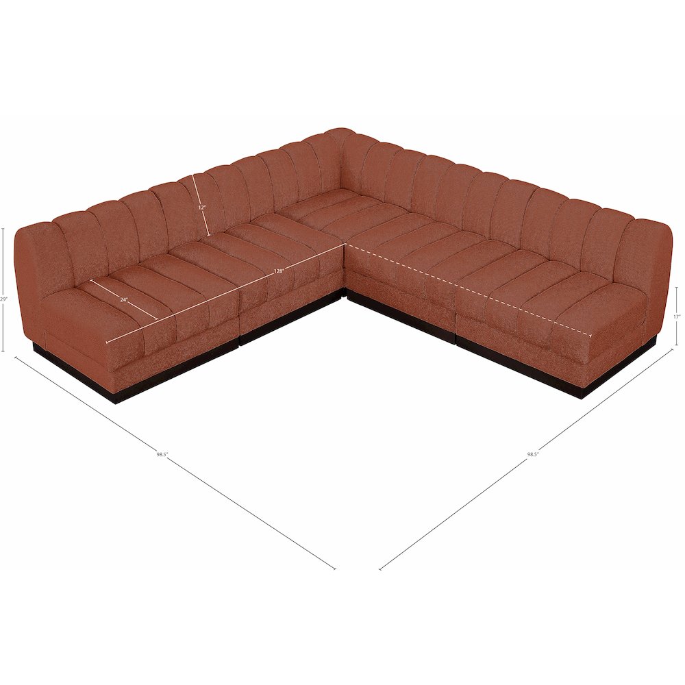 Quinn Cognac Chenille Fabric Modular Sectional