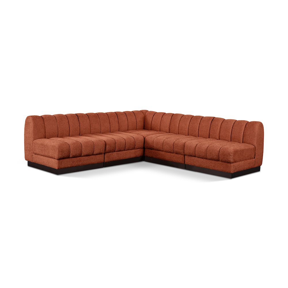 Quinn Cognac Chenille Fabric Modular Sectional