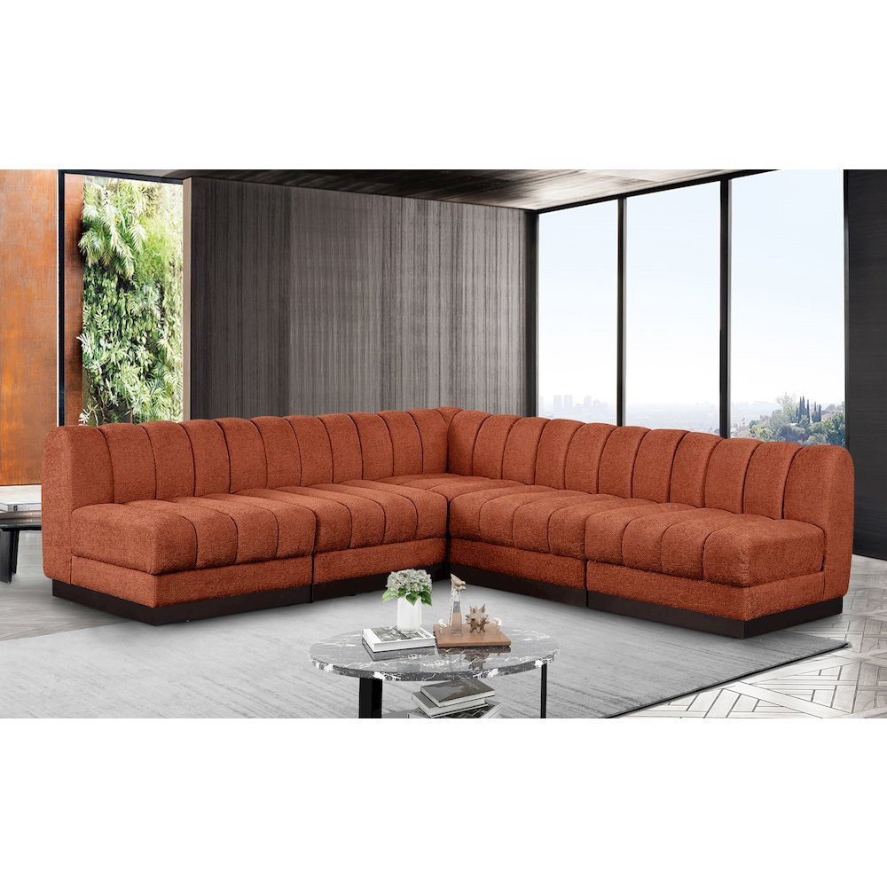 Quinn Cognac Chenille Fabric Modular Sectional