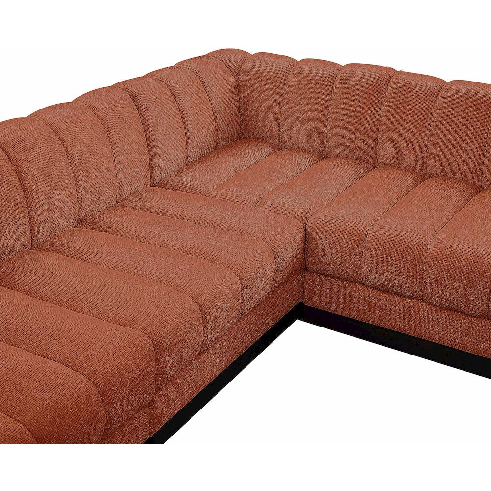 Quinn Cognac Chenille Fabric Modular Sectional