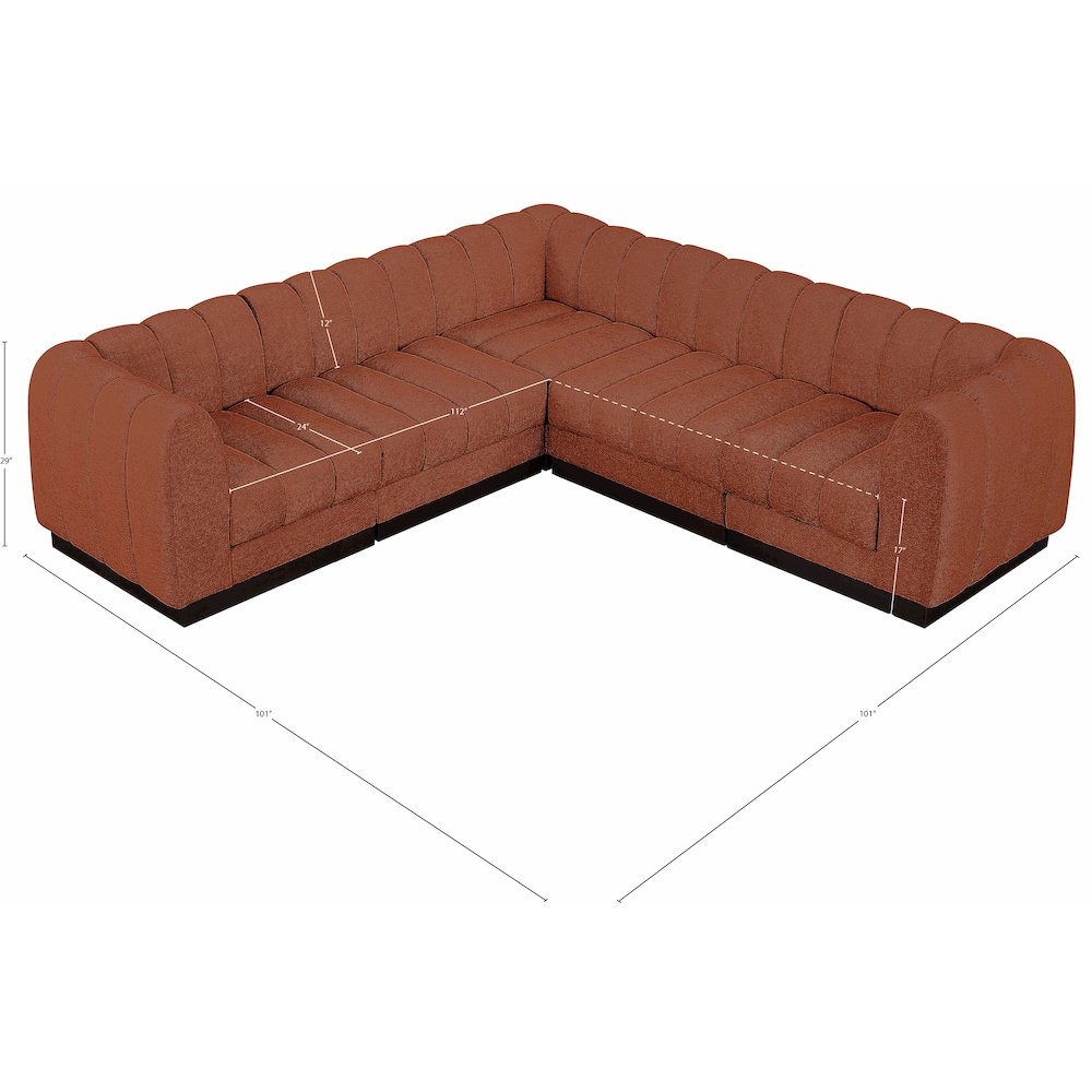 Quinn Cognac Chenille Fabric Modular Sectional