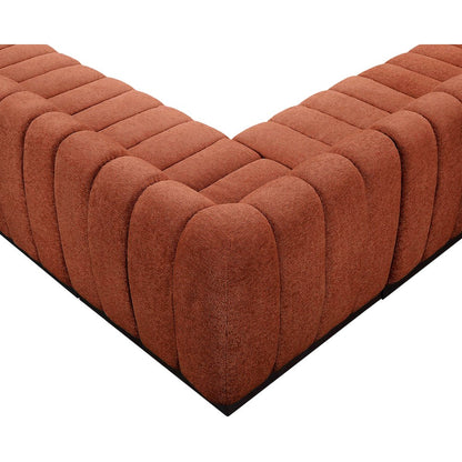 Quinn Cognac Chenille Fabric Modular Sectional