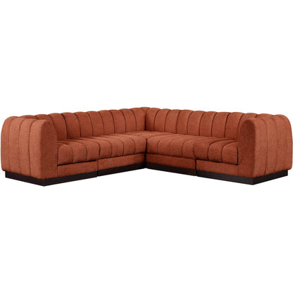 Quinn Cognac Chenille Fabric Modular Sectional