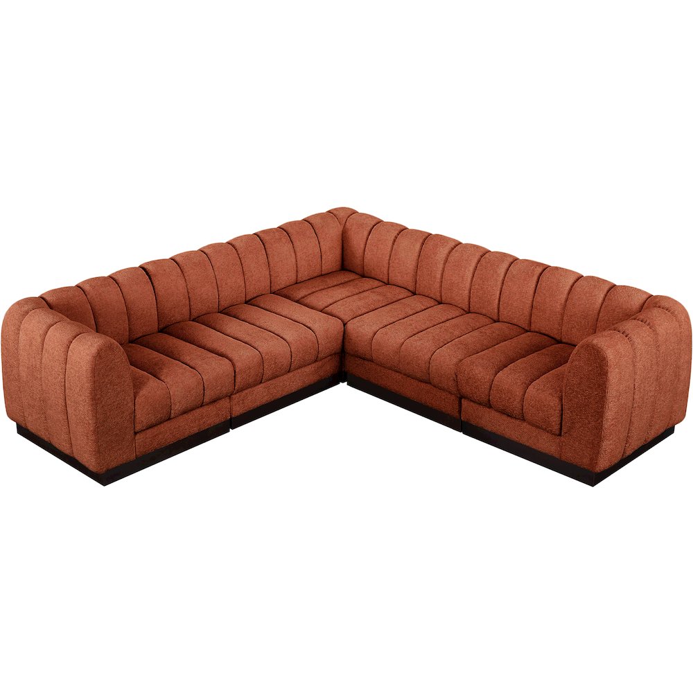 Quinn Cognac Chenille Fabric Modular Sectional