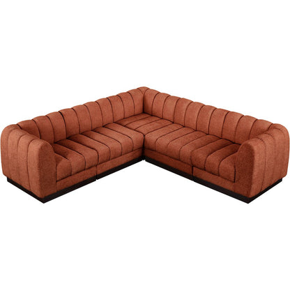 Quinn Cognac Chenille Fabric Modular Sectional