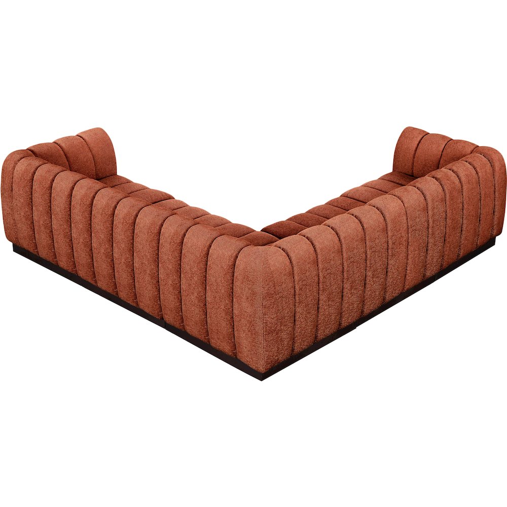 Quinn Cognac Chenille Fabric Modular Sectional