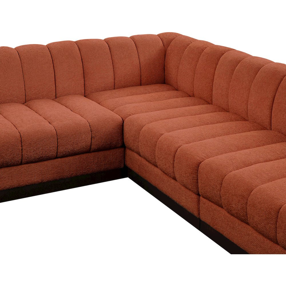 Quinn Cognac Chenille Fabric Modular Sectional