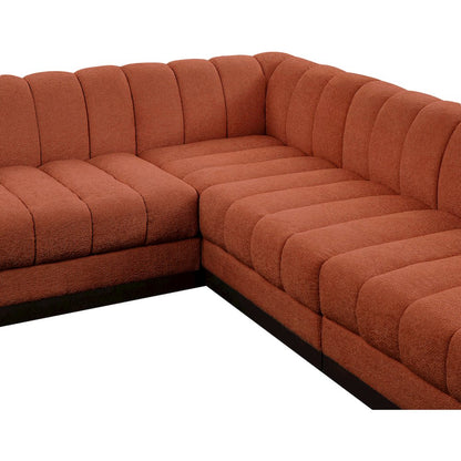 Quinn Cognac Chenille Fabric Modular Sectional