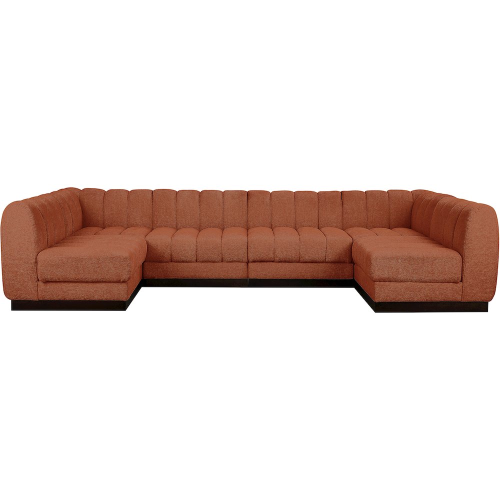 Quinn Cognac Chenille Fabric Modular Sectional