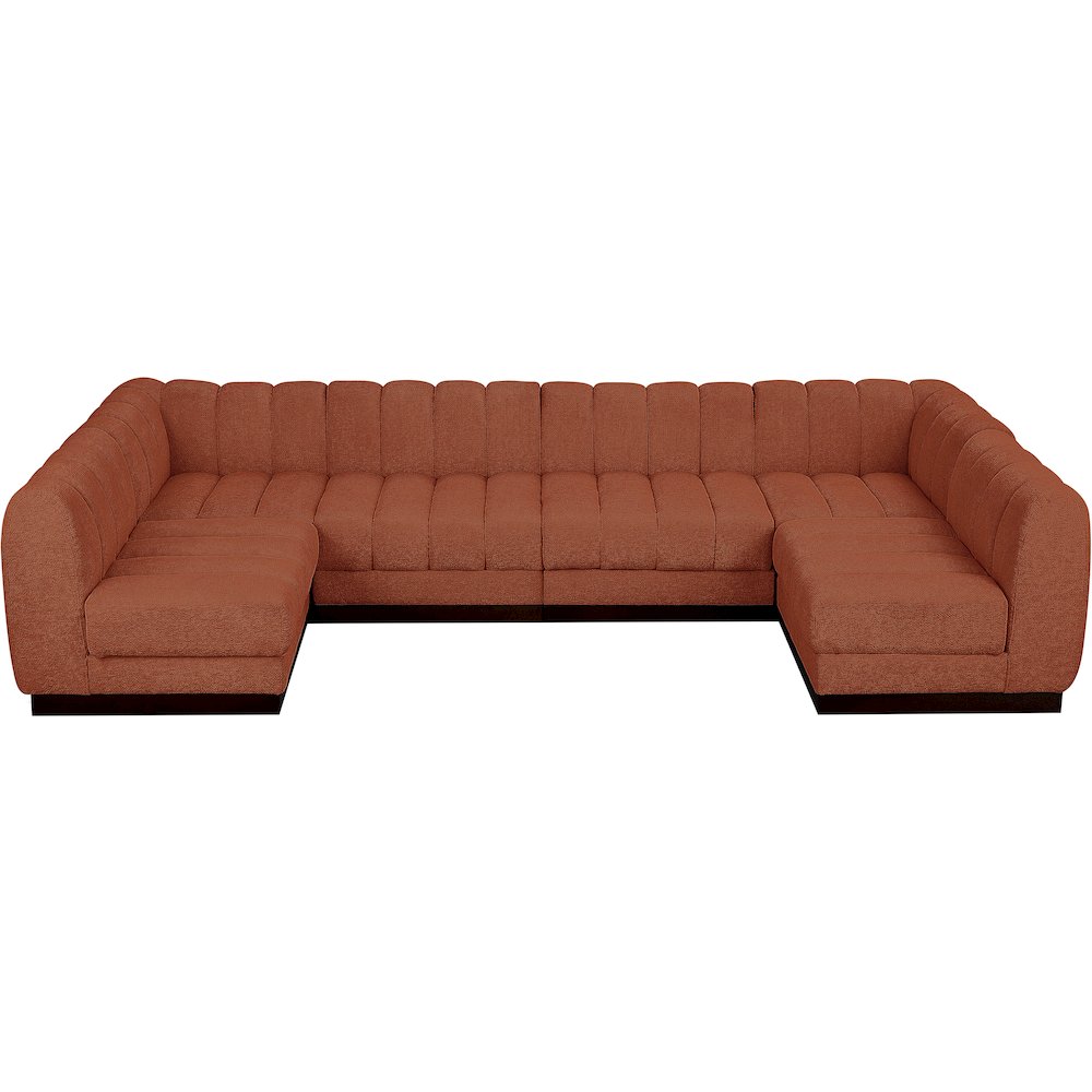 Quinn Cognac Chenille Fabric Modular Sectional