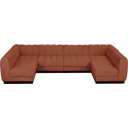 Quinn Cognac Chenille Fabric Modular Sectional
