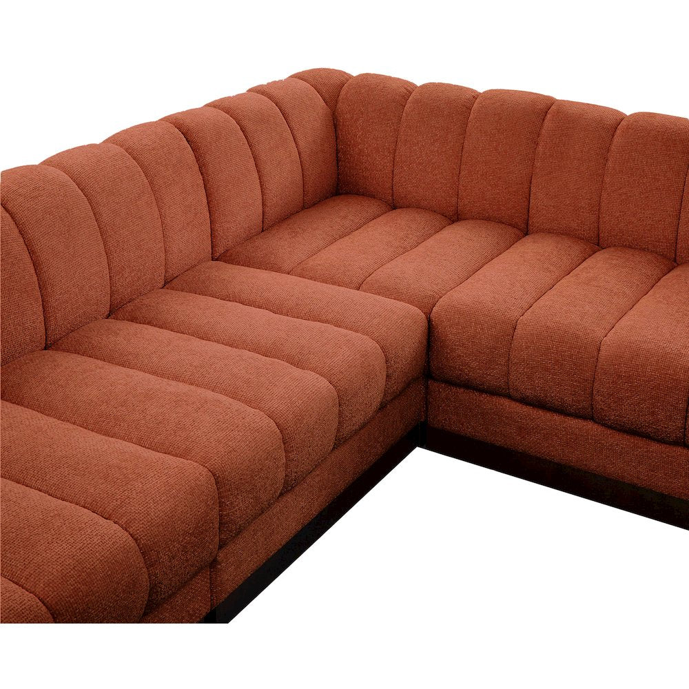 Quinn Cognac Chenille Fabric Modular Sectional