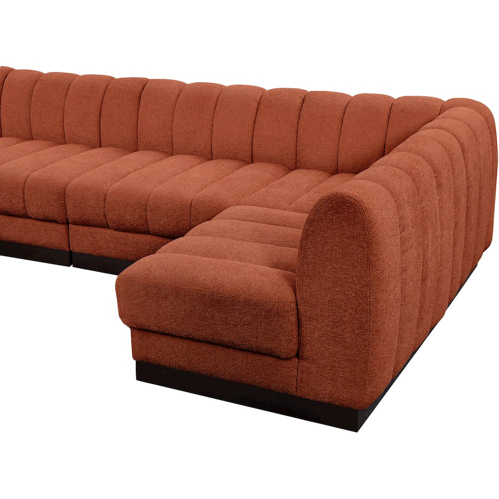 Quinn Cognac Chenille Fabric Modular Sectional
