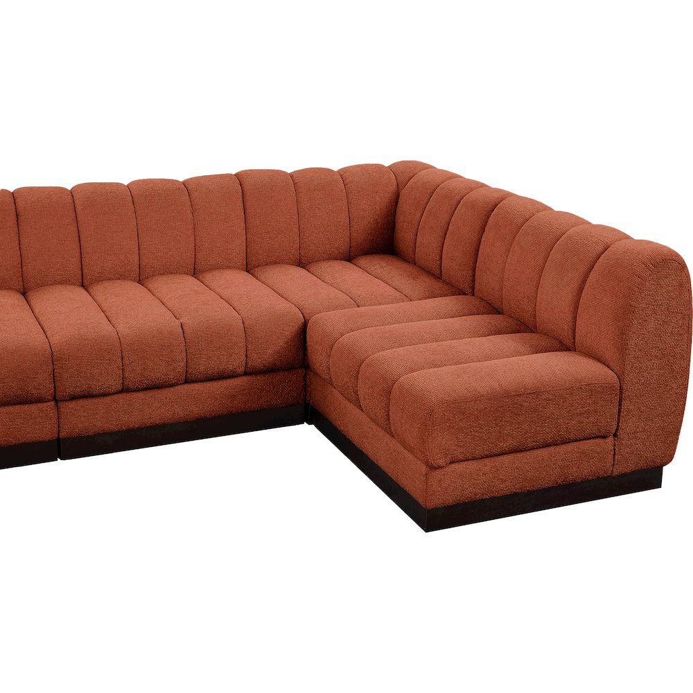 Quinn Cognac Chenille Fabric Modular Sectional