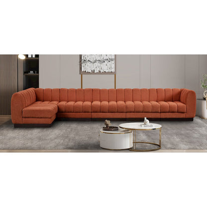 Quinn Cognac Chenille Fabric Modular Sectional
