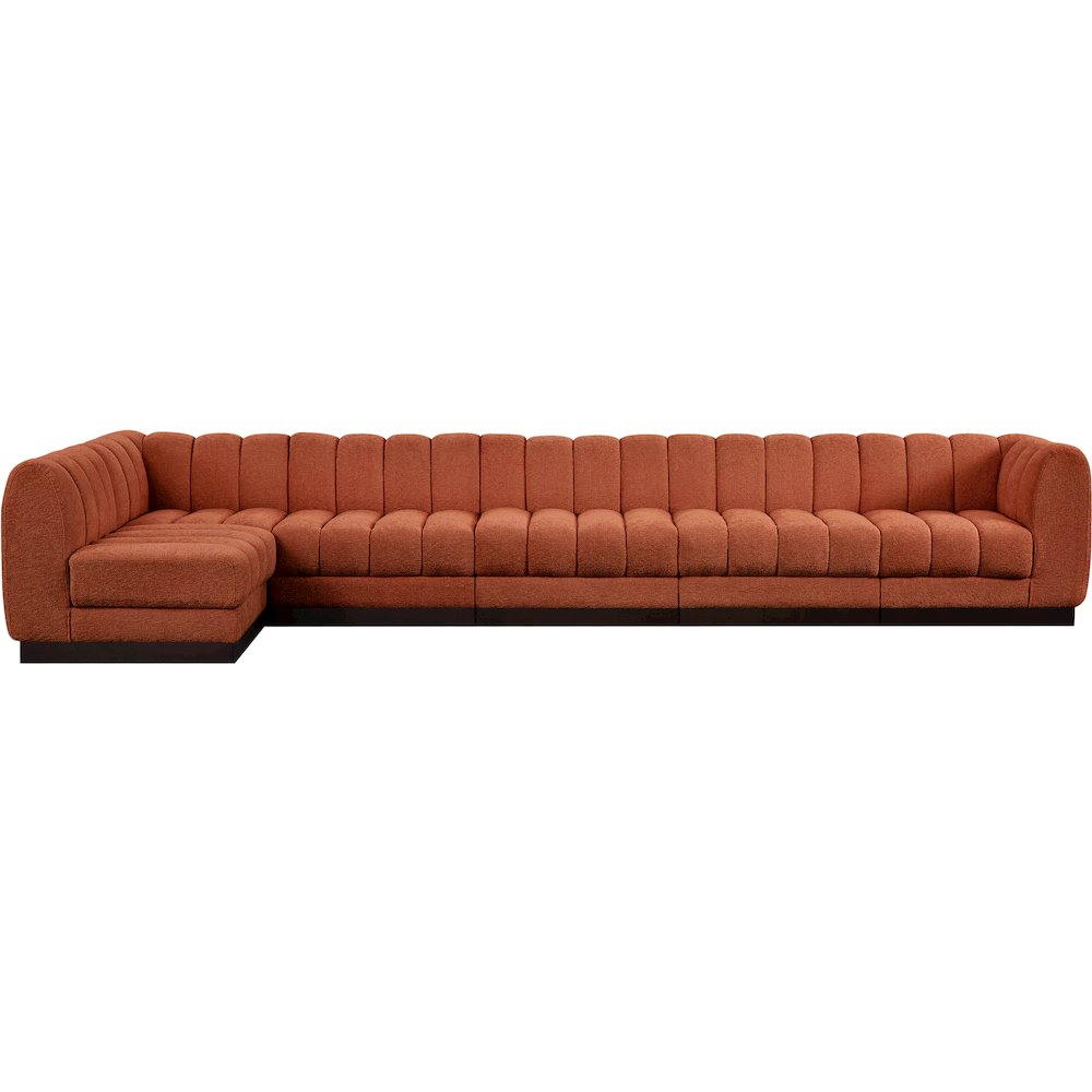 Quinn Cognac Chenille Fabric Modular Sectional