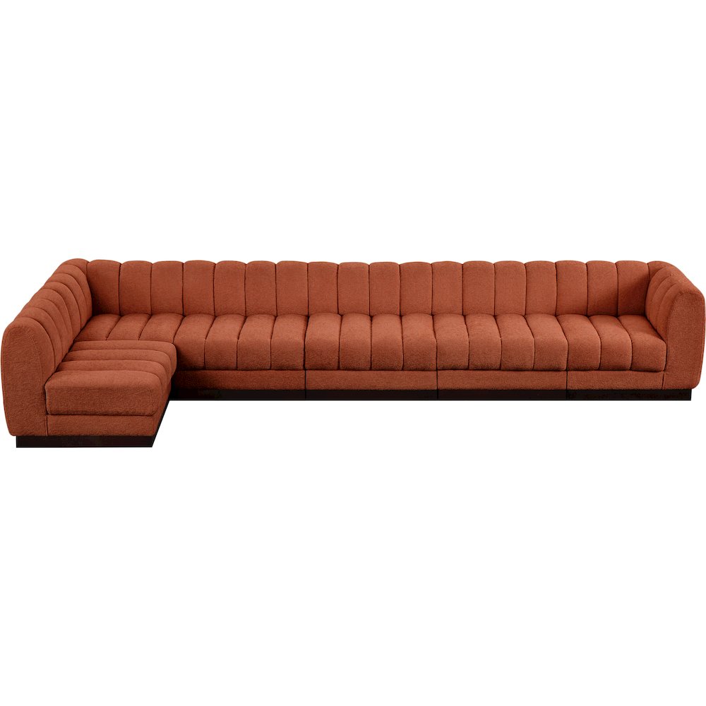 Quinn Cognac Chenille Fabric Modular Sectional