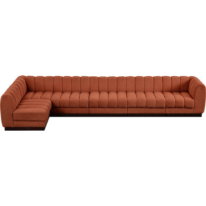 Quinn Cognac Chenille Fabric Modular Sectional