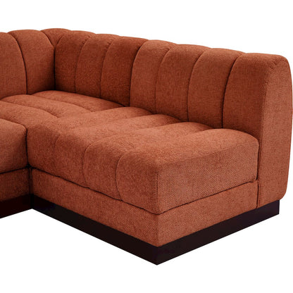 Quinn Cognac Chenille Fabric Modular Sectional