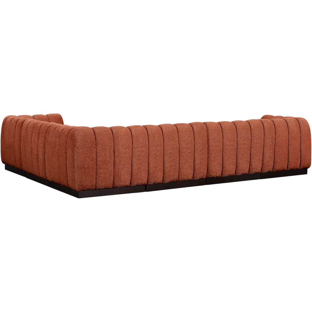 Quinn Cognac Chenille Fabric Modular Sectional