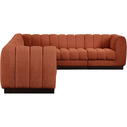 Quinn Cognac Chenille Fabric Modular Sectional