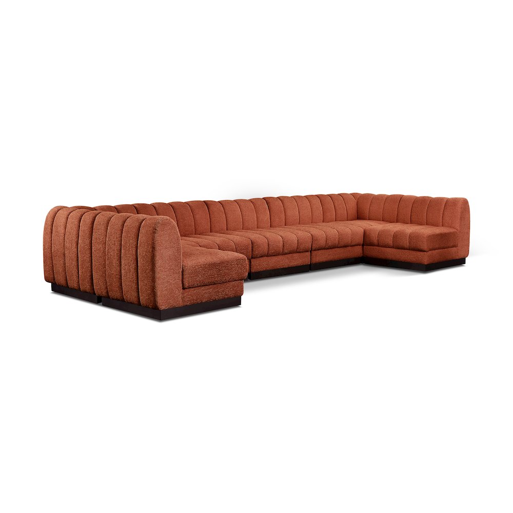 Quinn Cognac Chenille Fabric Modular Sectional