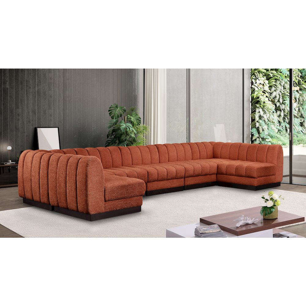 Quinn Cognac Chenille Fabric Modular Sectional