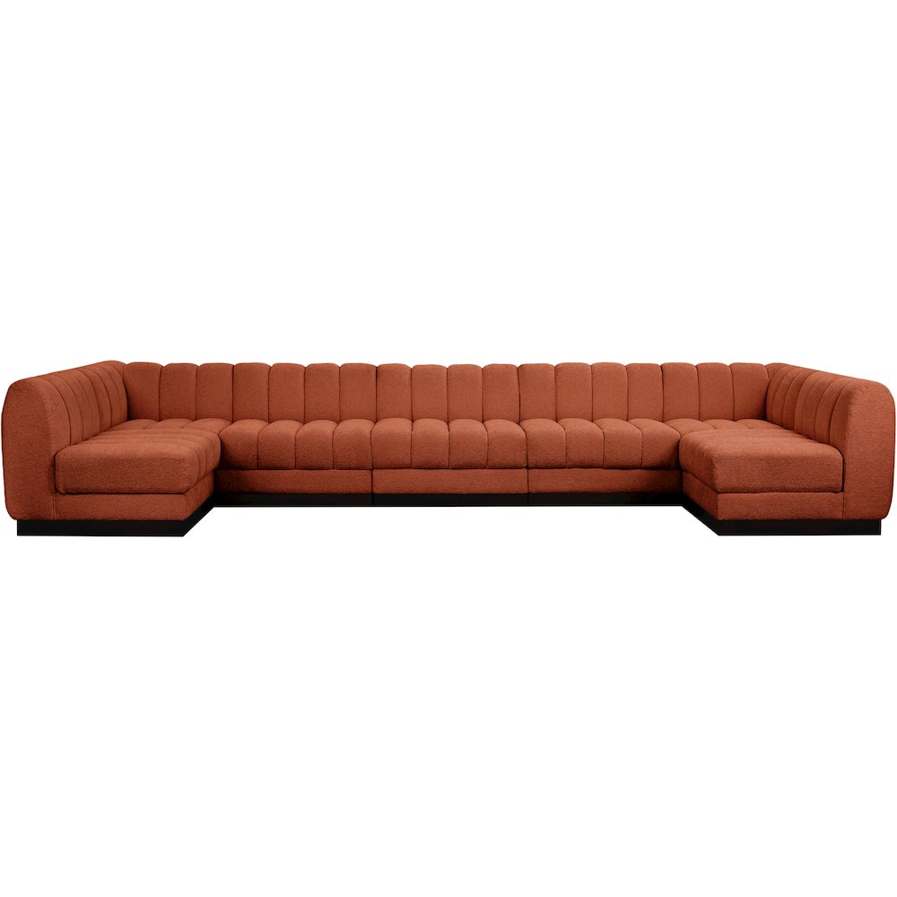 Quinn Cognac Chenille Fabric Modular Sectional