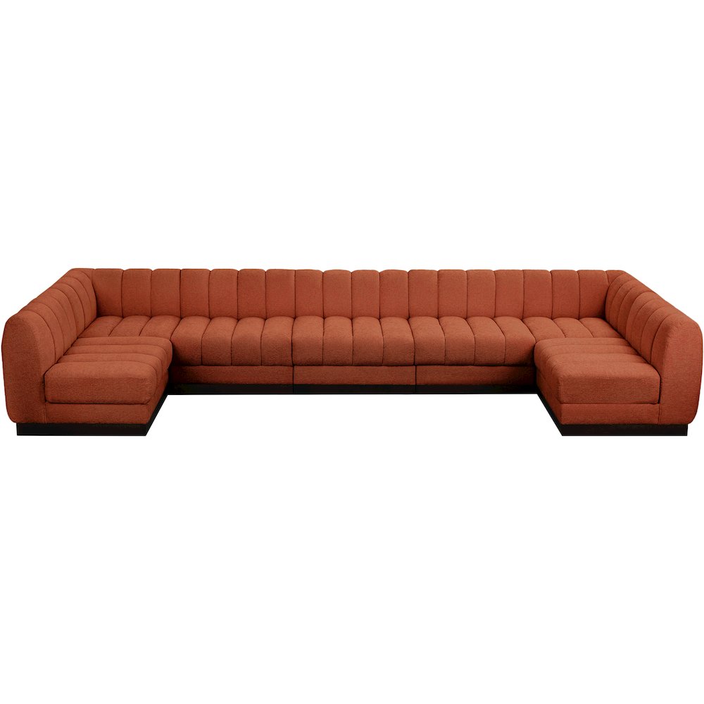 Quinn Cognac Chenille Fabric Modular Sectional