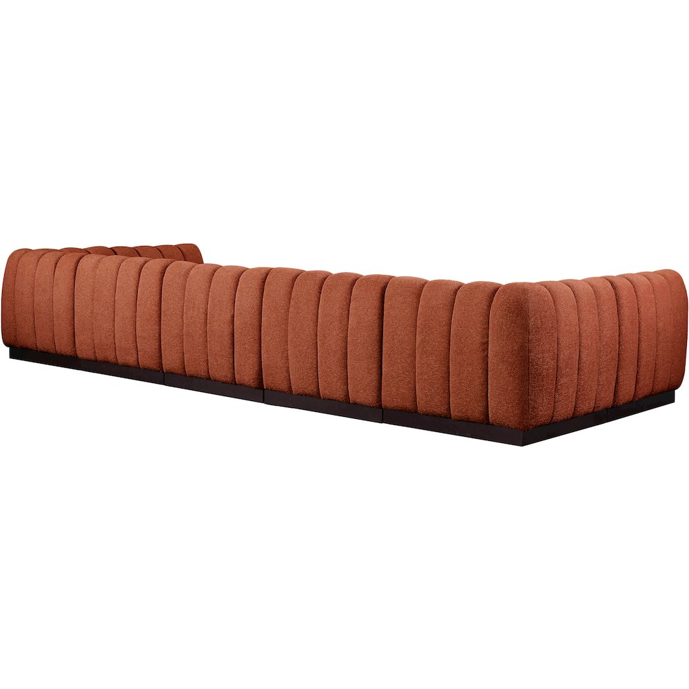 Quinn Cognac Chenille Fabric Modular Sectional