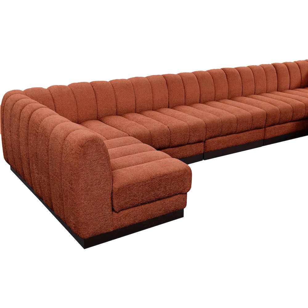 Quinn Cognac Chenille Fabric Modular Sectional