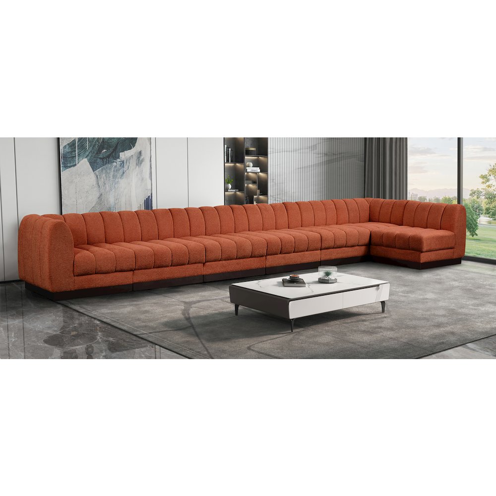 Quinn Cognac Chenille Fabric Modular Sectional