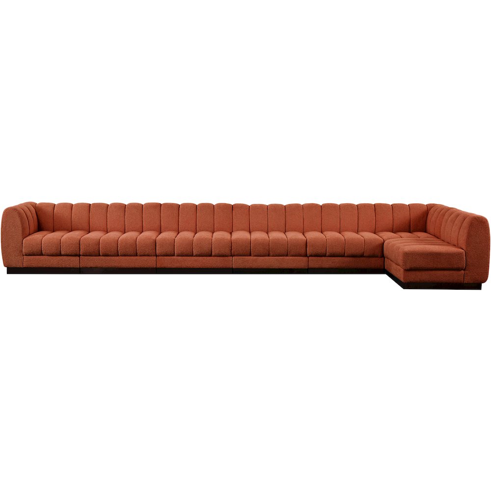 Quinn Cognac Chenille Fabric Modular Sectional