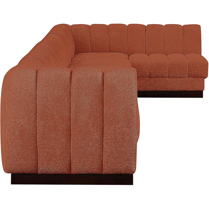 Quinn Cognac Chenille Fabric Modular Sectional