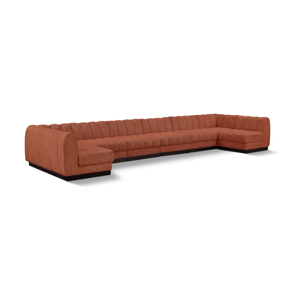 Quinn Cognac Chenille Fabric Modular Sectional