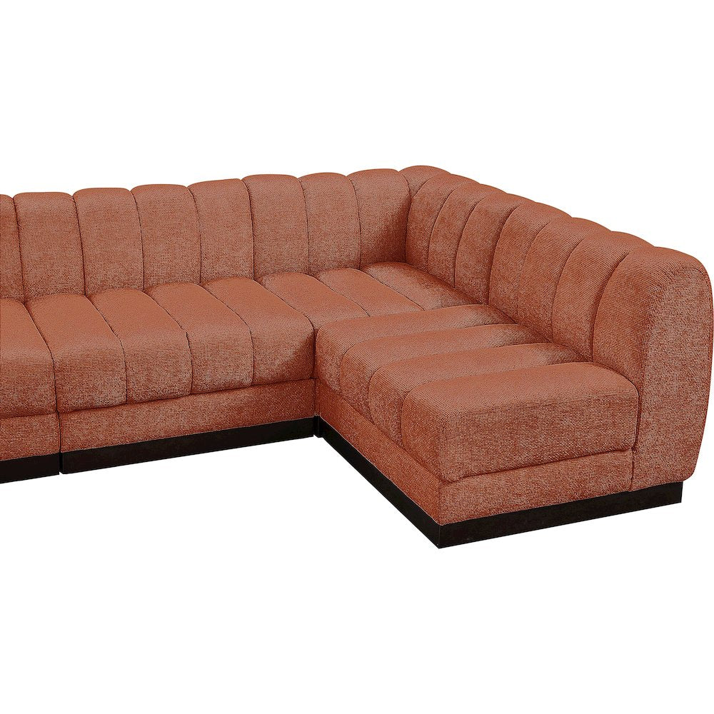 Quinn Cognac Chenille Fabric Modular Sectional