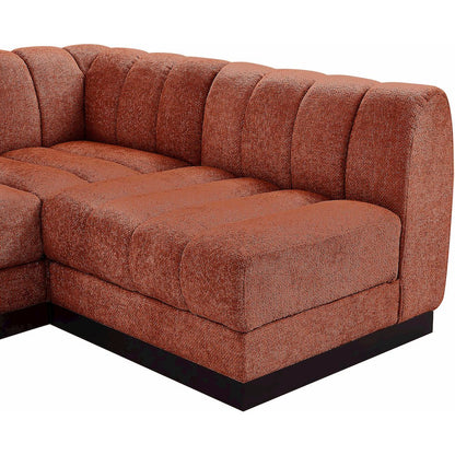 Quinn Cognac Chenille Fabric Modular Sectional