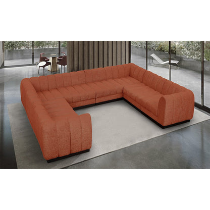 Quinn Cognac Chenille Fabric Modular Sectional