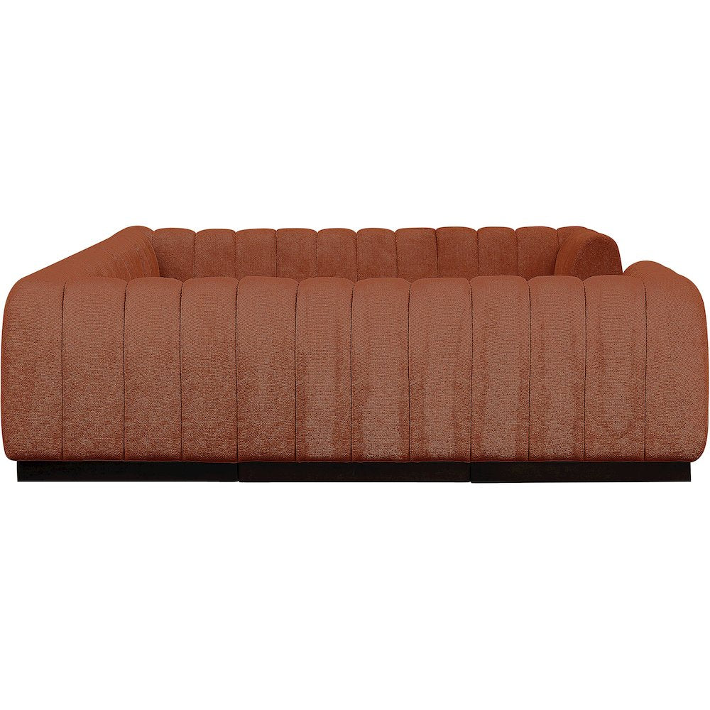 Quinn Cognac Chenille Fabric Modular Sectional