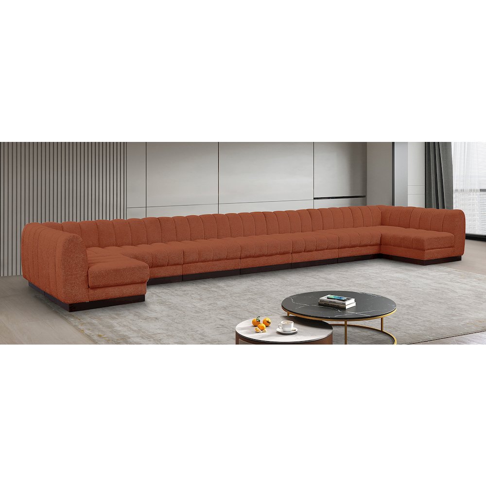 Quinn Cognac Chenille Fabric Modular Sectional