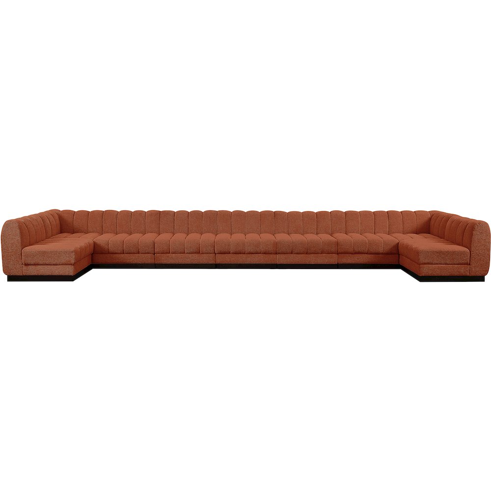 Quinn Cognac Chenille Fabric Modular Sectional