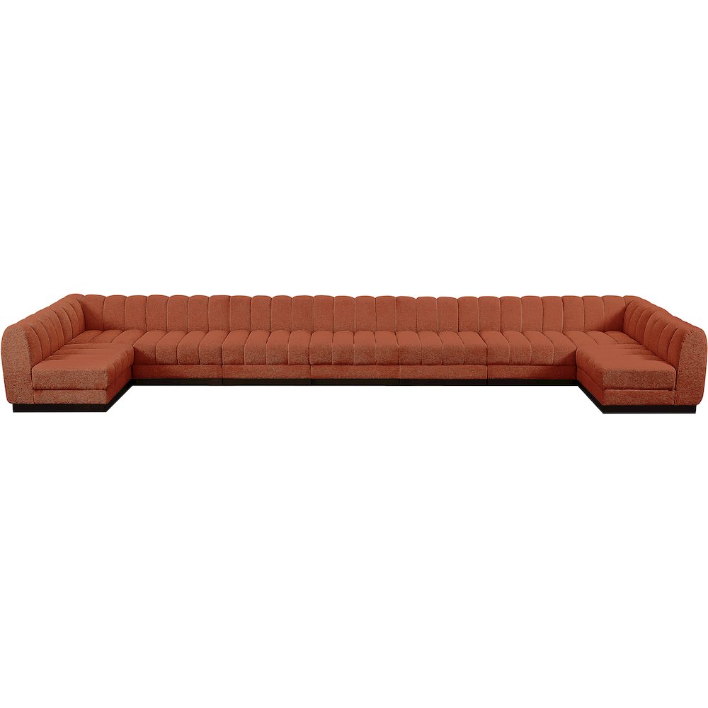 Quinn Cognac Chenille Fabric Modular Sectional