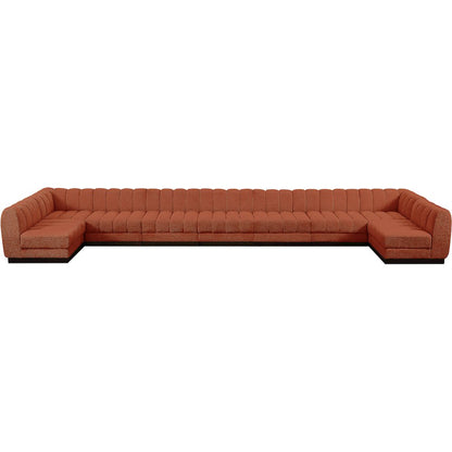 Quinn Cognac Chenille Fabric Modular Sectional