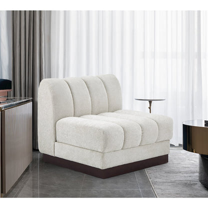 Quinn Cream Chenille Fabric Armless Chair