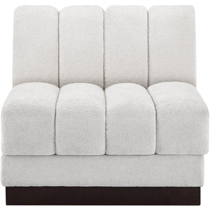 Quinn Cream Chenille Fabric Armless Chair