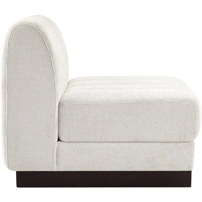 Quinn Cream Chenille Fabric Armless Chair