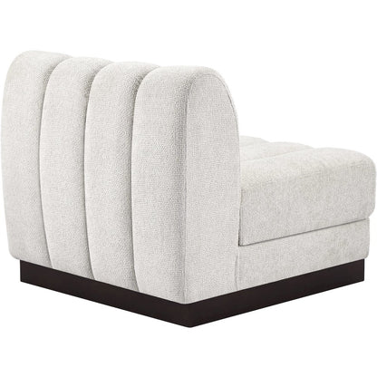 Quinn Cream Chenille Fabric Armless Chair
