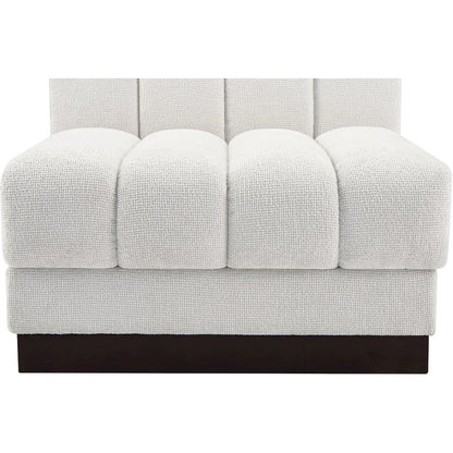 Quinn Cream Chenille Fabric Armless Chair