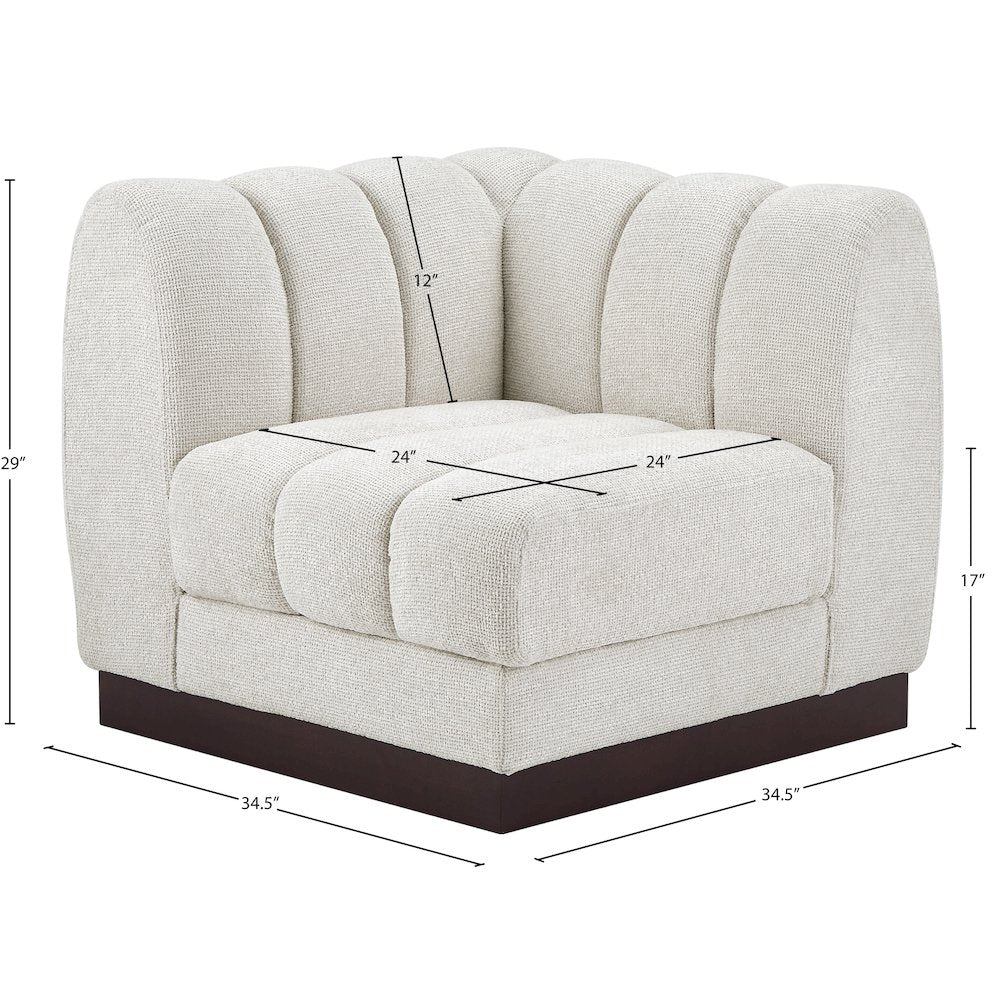 Quinn Cream Chenille Fabric Corner Chair